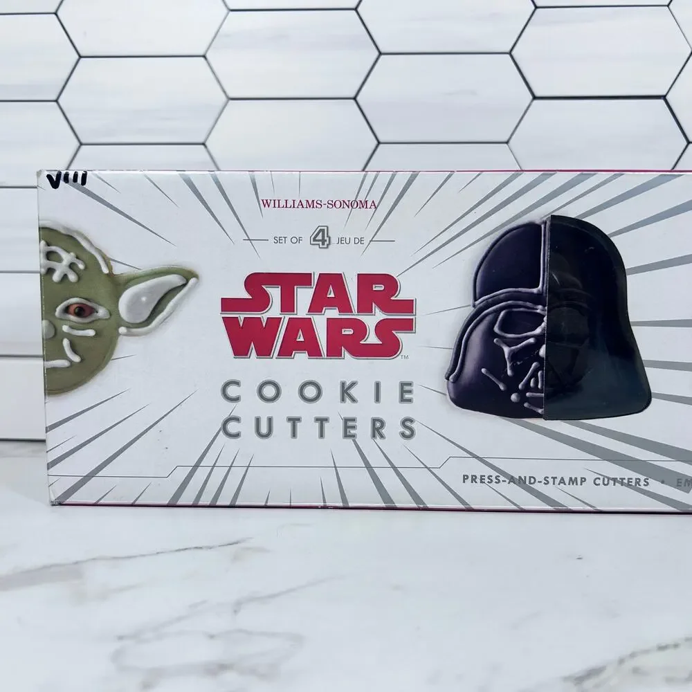 Williams Sonoma Star Wars Cookie Cutters Set of 4 Press & Stamp Yoda Vader Boba